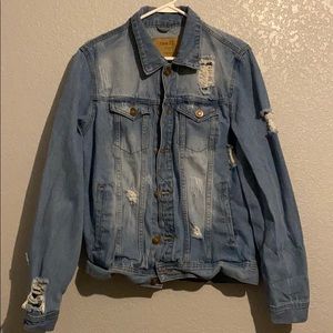 Distressed denim jacket